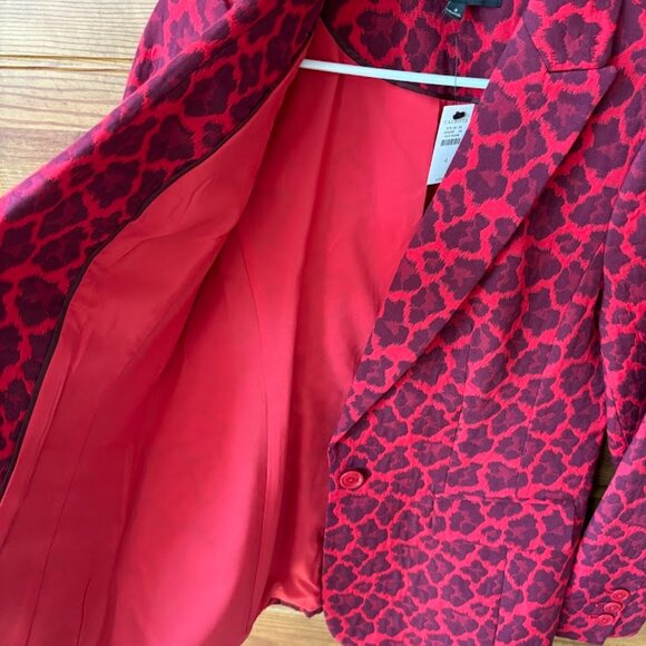 NWT Talbots Red Leopard Print Blazer - Picture 4 of 8
